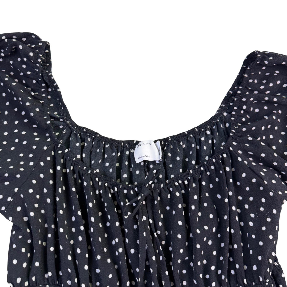 Asos Womens Black White Polka Dot Short-Sleeve Smocked Mini Dress Size 10
