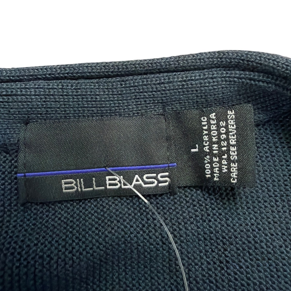 Bill Blass Mens Navy Cardigan Sweater V-Neck Casual Button Front Knit Sz L