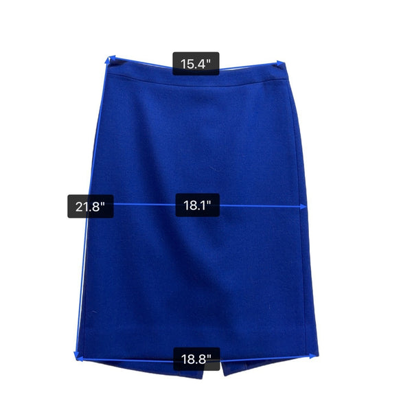 J. Crew Womens Blue Wool Pencil Skirt Fully Lined Slim Fit Business Casual Sz 2