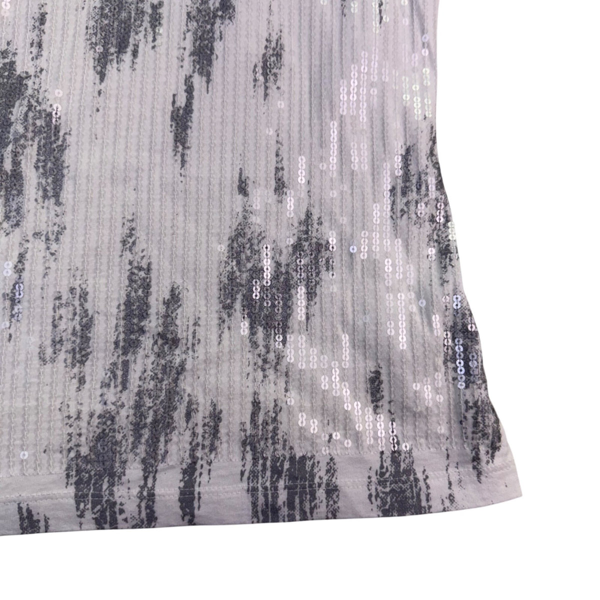 Chicos Womens White & Silver Sequin Tank Top Casual Lightweight Stretch Size 3L