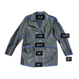 Versari Womens Black Leather Blazer Jacket Made In Italy Size 42