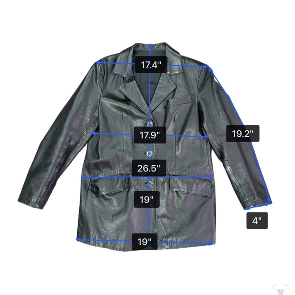 Versari Womens Black Leather Blazer Jacket Made In Italy Size 42