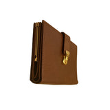 SB Women’s Brown Embossed Leather Gold-Tone Snap Closure Foldable Wallet