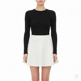 Rebecca Taylor Womens Beige Ribbed Knit Flared Skirt Sz S