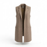 Chicos Womens Beige Linen Blend Sleeveless Open Front Vest Size 2 