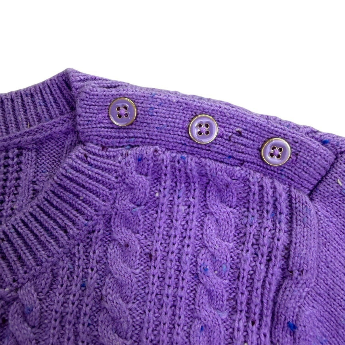 Talbots Womens Purple Cable Knit Sweater Crewneck Long Sleeve Cotton Blend Sz L