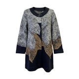 Nic + Zoe Womens Black & Tan Cotton Blend Leaf Print Long Sleeve Jacket Size L