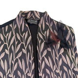 Ahnni Womens Black Taupe Leaf Print Open Front Vest With Tule Accent Size 1