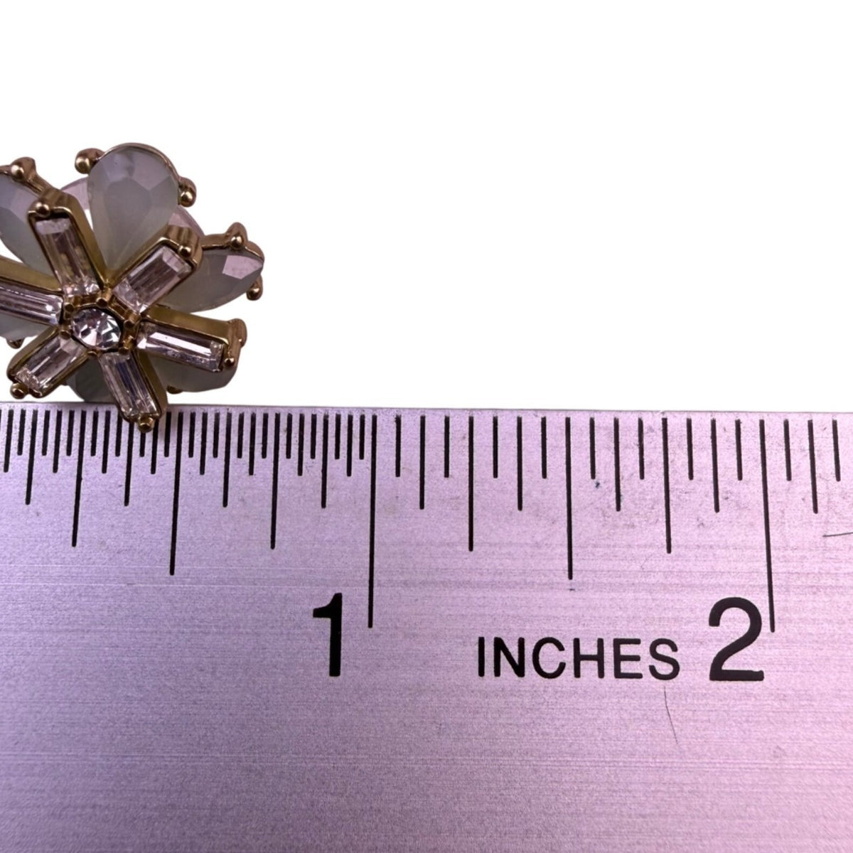 Womens Gold Tone Crystal Floral Stud Earrings