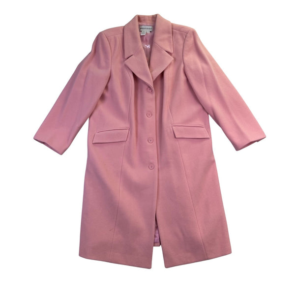 Jessica London Womens Pink Wool Blend Long Button-Front Coat Size 20WT