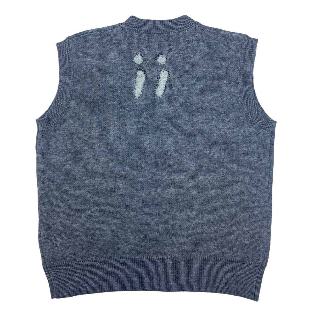 The Greii M Sleeveless Grey Knit Sweater With Smile Face Graphic New