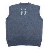 The Greii M Sleeveless Grey Knit Sweater With Smile Face Graphic New