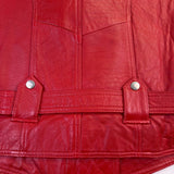 Bloomingdales Womens Red Leather Sleeveless Vest Belted Zipper Pockets Size S