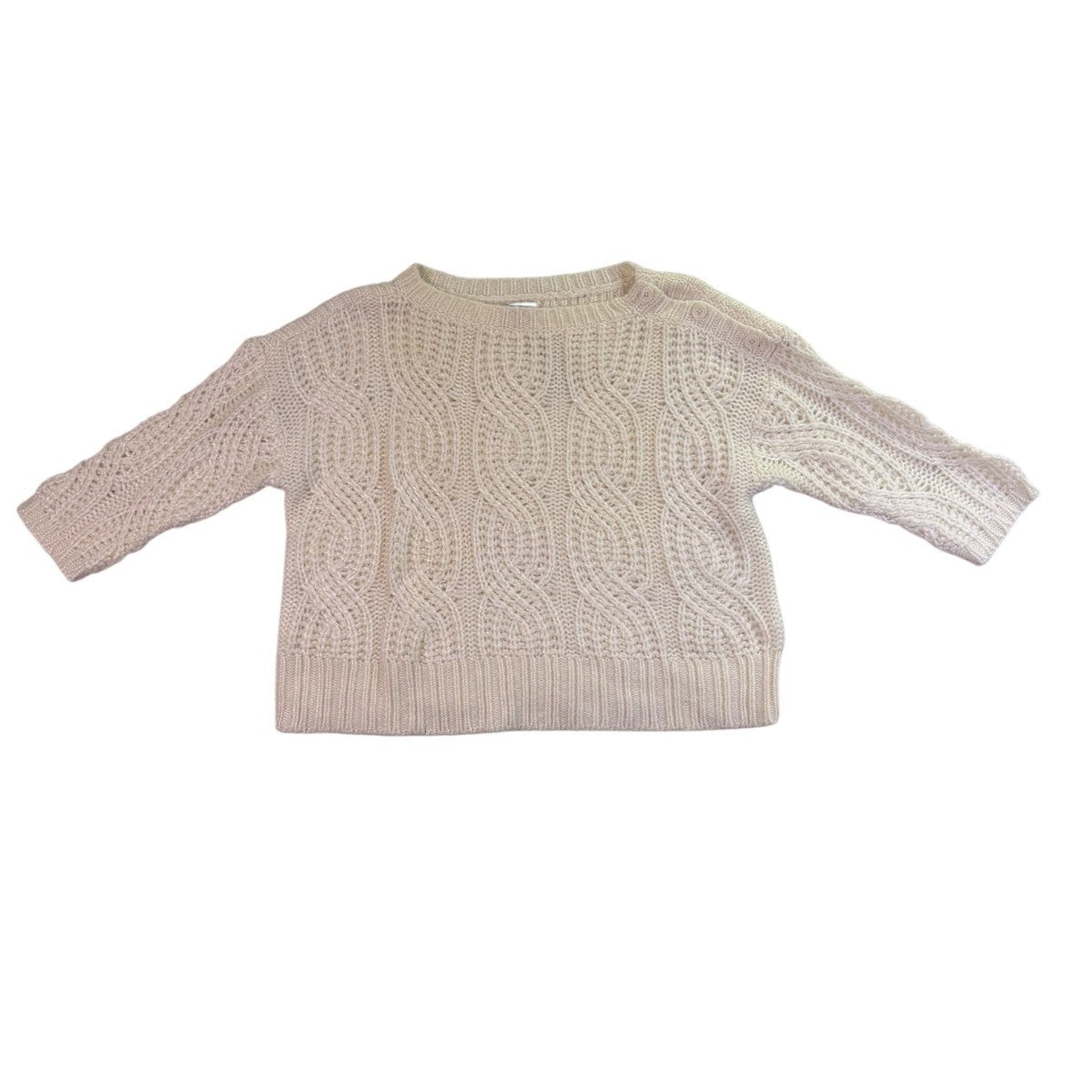 Ann Taylor Womens Ivory Nylon/Acrylic Sweater Cable-Knit Pullover Size M