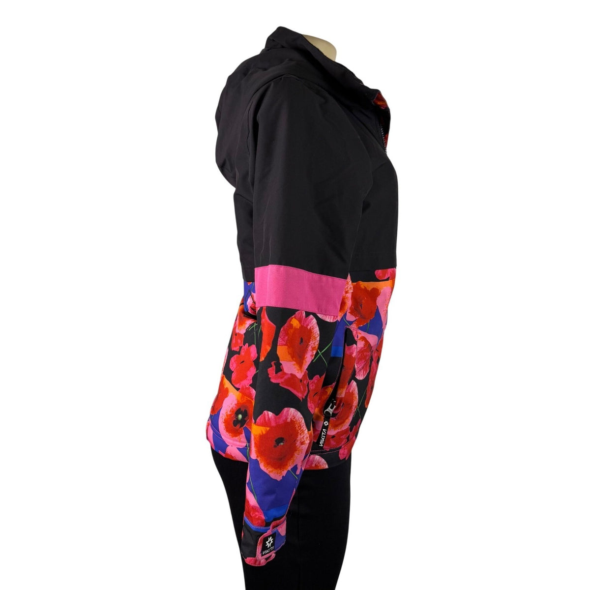 Nikita Womens Black & Floral Hooded Jacket Medium Weatherproof Stylish Design M
