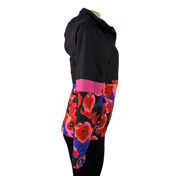 Nikita Womens Black & Floral Hooded Jacket Medium Weatherproof Stylish Design M