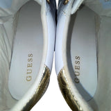Guess Women’s White Quilted With Gold Accents Lace-Up Loven Sneakers Size 10M