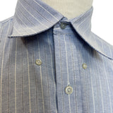 Manhattan Men's Blue and White Striped Long Sleeve Button Down Shirt Sz 32-33