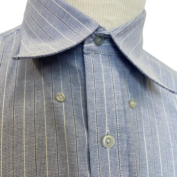 Manhattan Men's Blue and White Striped Long Sleeve Button Down Shirt Sz 32-33
