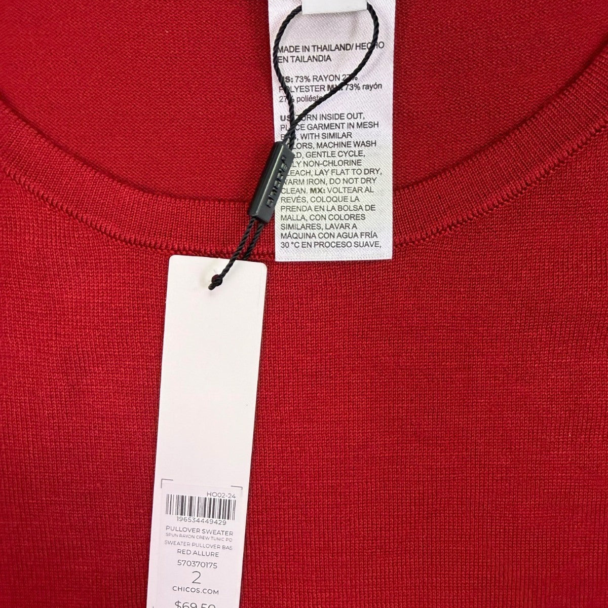 Chicos Womens Red Pullover Long Sleeve Sweater Size L