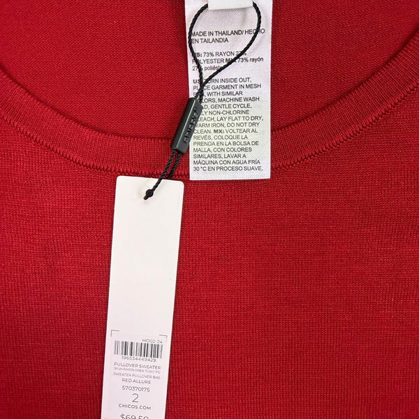 Chicos Womens Red Pullover Long Sleeve Sweater Size L