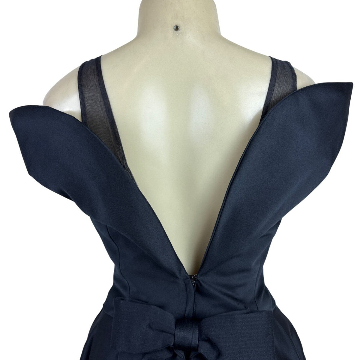 Vintage Victor Costa Black Cocktail Dress With Bow Back & Pleated Skirt Sz 6