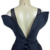 Vintage Victor Costa Black Cocktail Dress With Bow Back & Pleated Skirt Sz 6