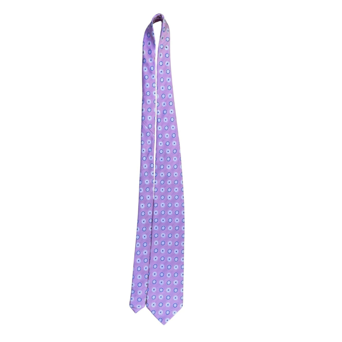 Hugo Boss Mens Pink & Blue Silk Geometric Pattern Tie Made In Italy Classic