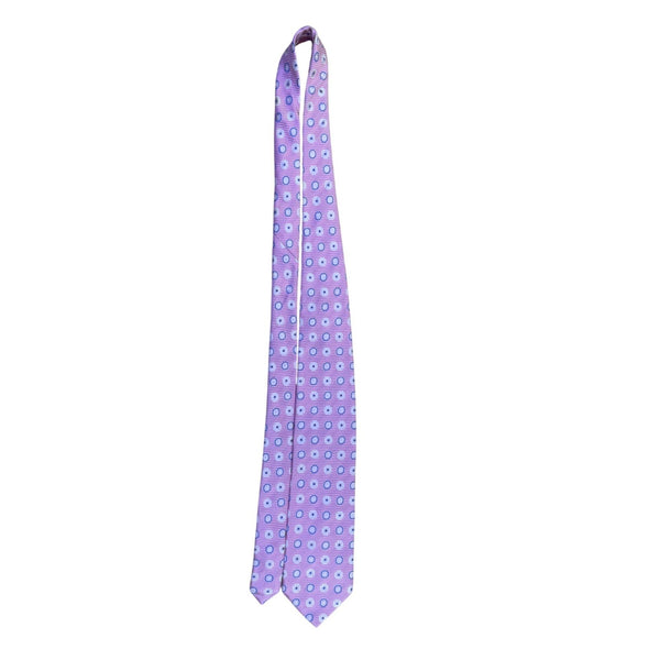Hugo Boss Mens Pink & Blue Silk Geometric Pattern Tie Made In Italy Classic