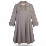Rachel Roy Womens Grey Flared Trench Coat With Floral Lining Size XS