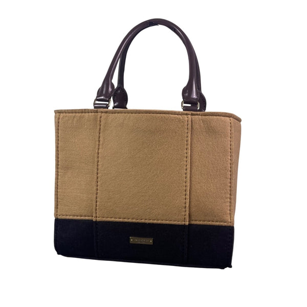 Kate Spade Women’s Brown Black Fabric & Patent Leather Stud Accents Tote Bag