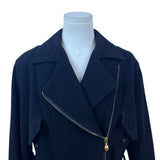 Classiques For Nordstrom Womens Black Wool Nylon Moto Jacket Belted Size M