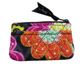 Vera Bradley Women’s Black Multicolor Quilted Floral Pattern Turnlock Wallet