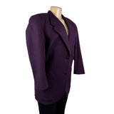 Linda Allard For Ellen Tracy Womens Purple Wool  Blazer Embroidered Pocket Sz 8