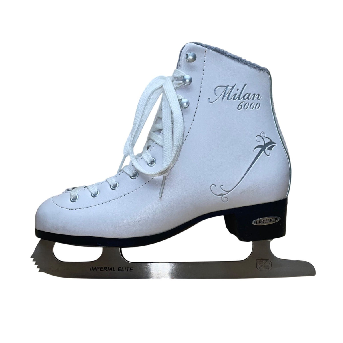 Lake Placid Women’s White Leather Imperial Elite Blades Ice Skates Size 7
