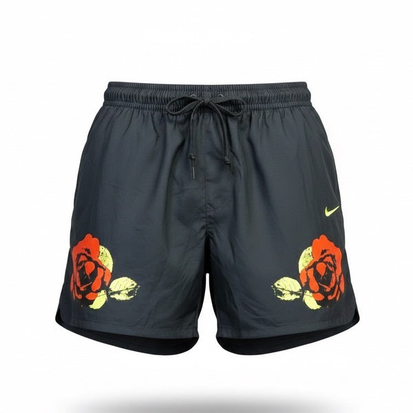 Nike Men’s Black Polyester Rose-Printed Swim Shorts Size XL