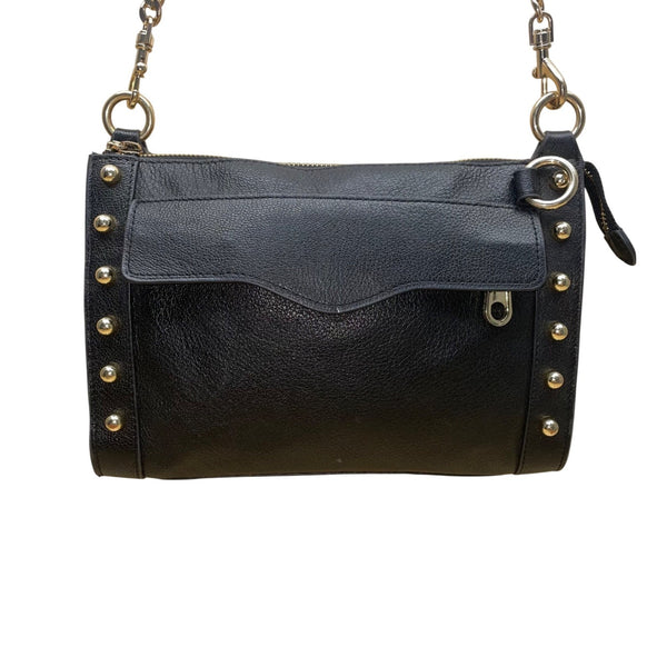 Rebecca Minkoff Women’s Black Leather With Gold Accents Crossbody Purse Bag