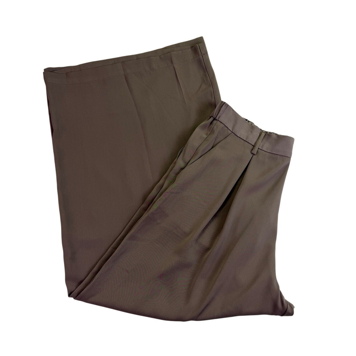 Tronjori Womens Tan Khaki Wide-Leg & Pleated Lightweight Pants Size L