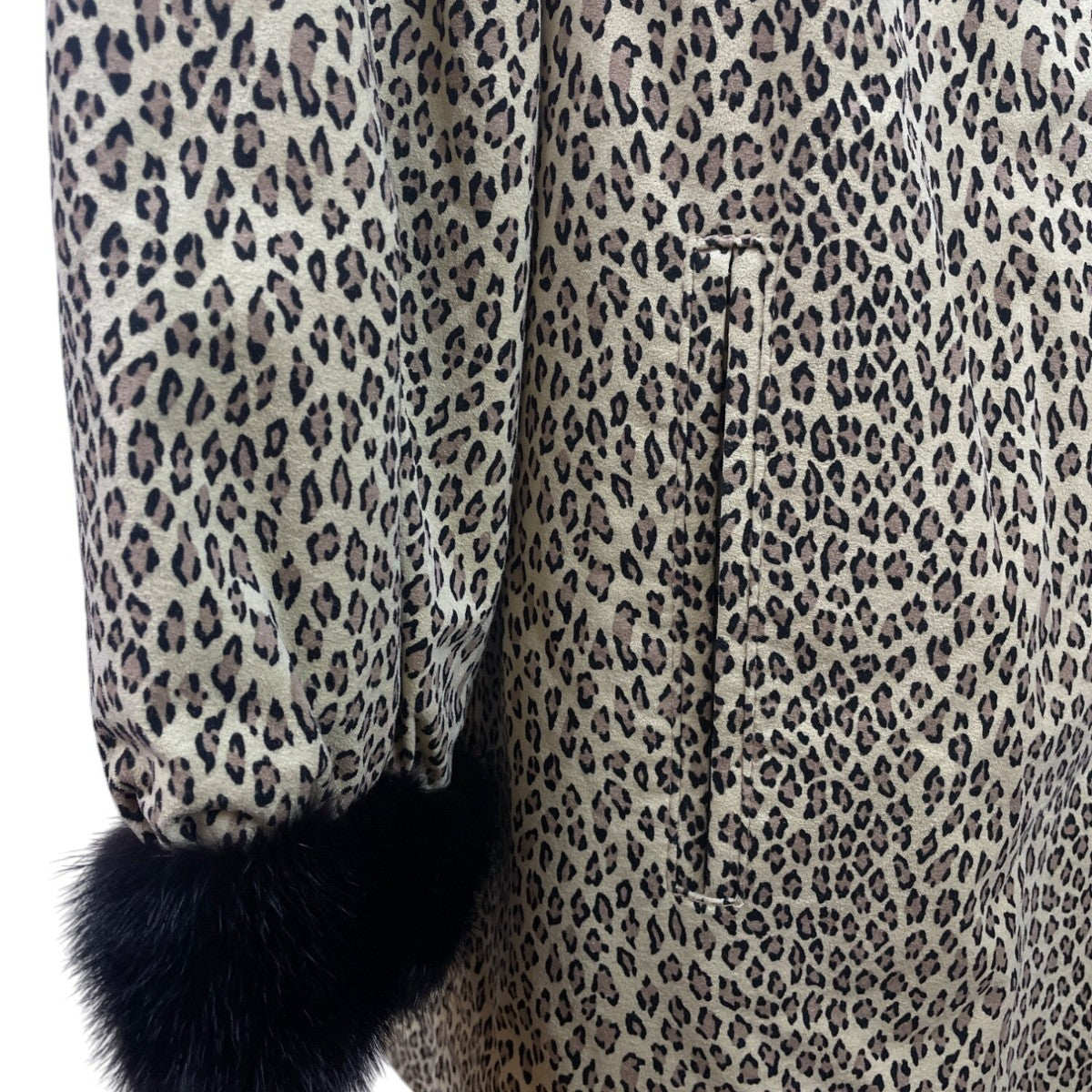 Silverman Furs Womens Black Mink Trim Leopard Print Coat Elegant Outerwear