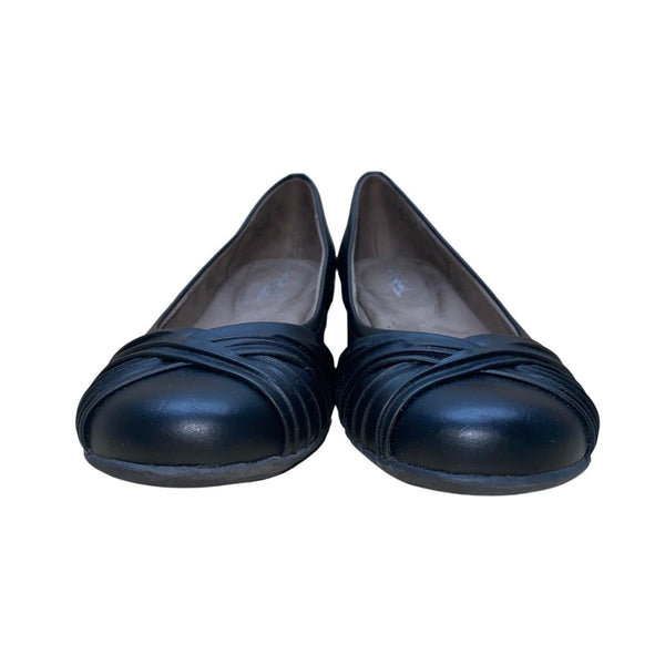 Natural Soul Women’s Black Slip-On All Thru Comfort Girly Flat Shoes Size 10M