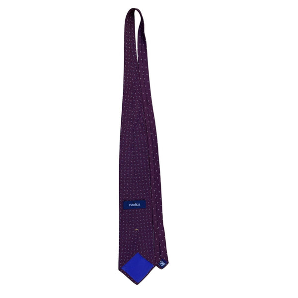 Nautica Mens Purple Silk Patterned Tie Classic Office Formal Accessory Imported