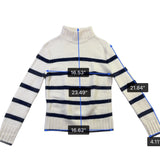J.Crew Womens Ivory & Navy Merino Striped Turtleneck Sweater Warm Knit Sz XS