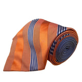 Tommy Hilfiger Men’s Orange Blue 100% Silk Striped Necktie Made In USA
