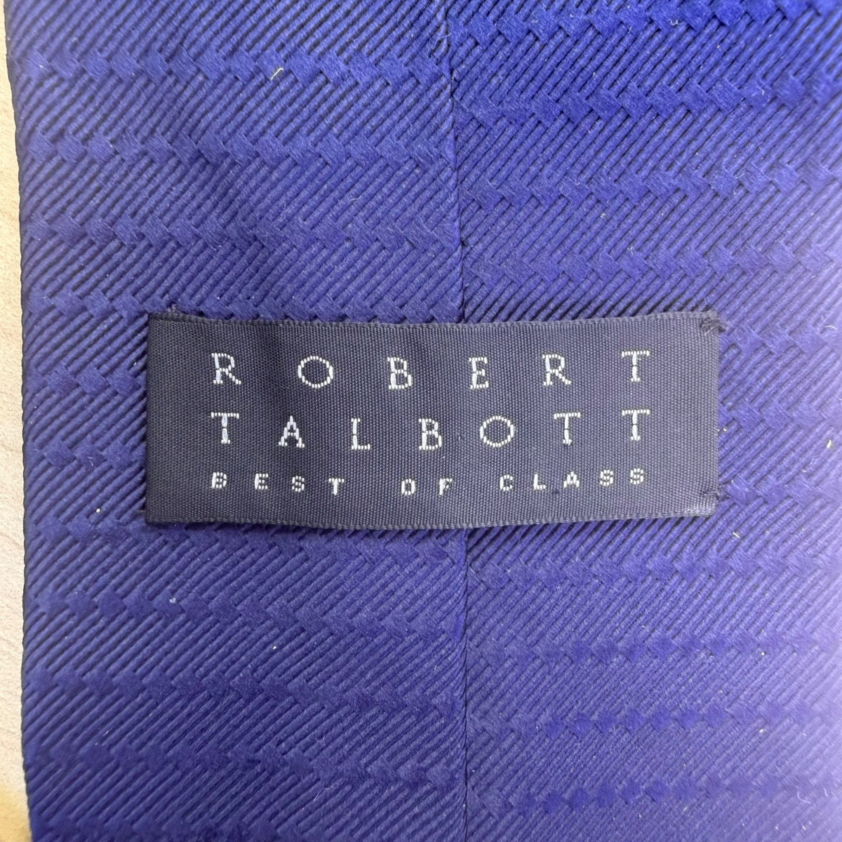 Robert Talbott Mens Blue Silk/Cotton Tie Hand-Sewn Made In USA Textured Chevron