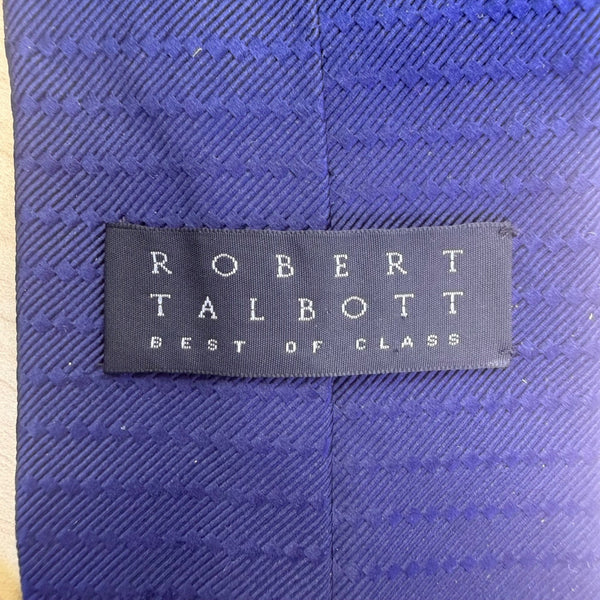 Robert Talbott Mens Blue Silk/Cotton Tie Hand-Sewn Made In USA Textured Chevron
