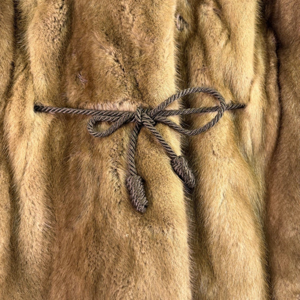 Mano Swartz Womens Brown Mink Fur Jacket Tie Waist Coat