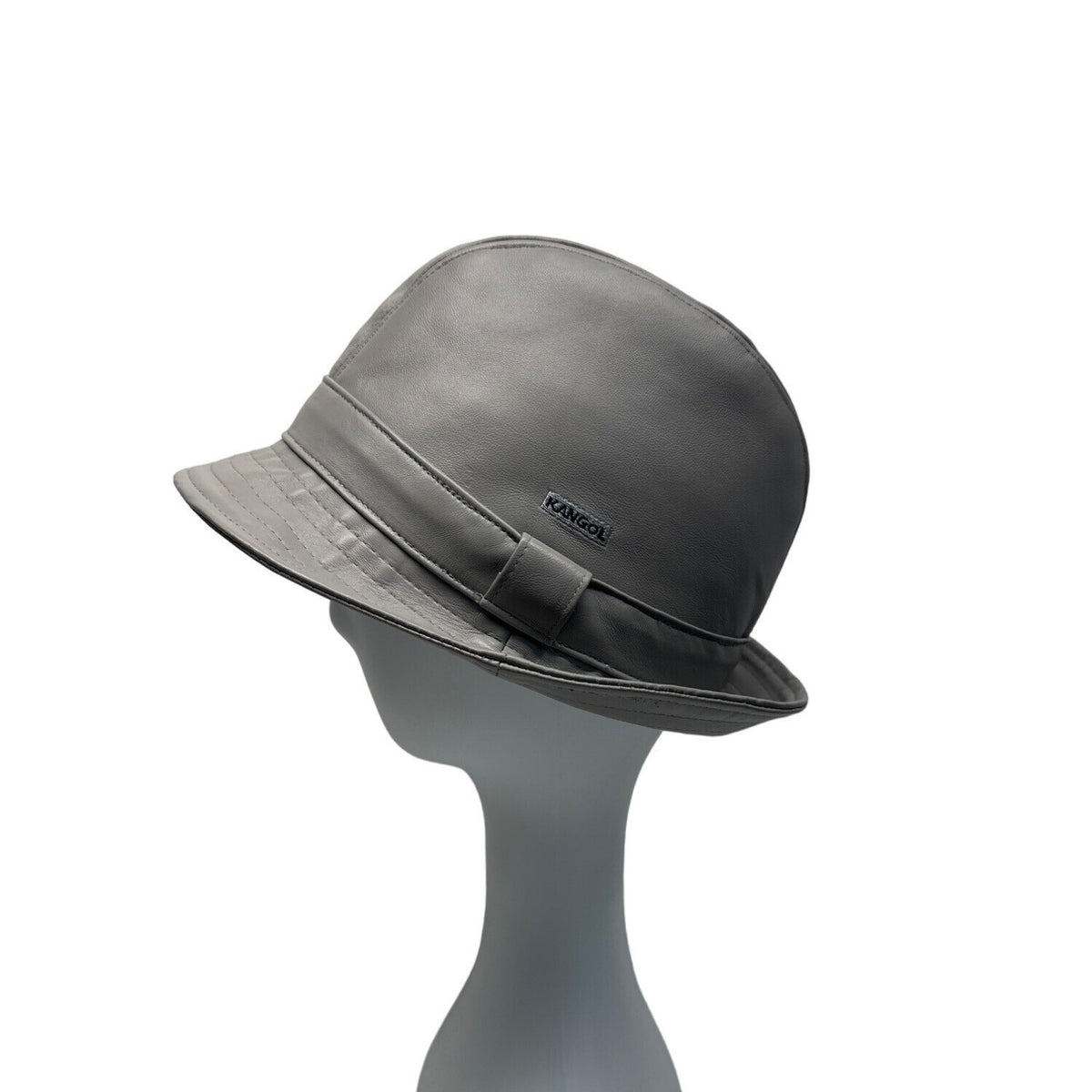 Vintage Kangol Unisex Gray Leather Fedora Hat Sz L -  17in Head Cirunmference