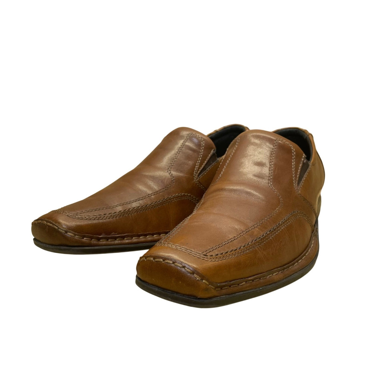 Alfani Men’s Brown Leather Slip-On Loafers Fresco Dress Shoes Size 8.5M