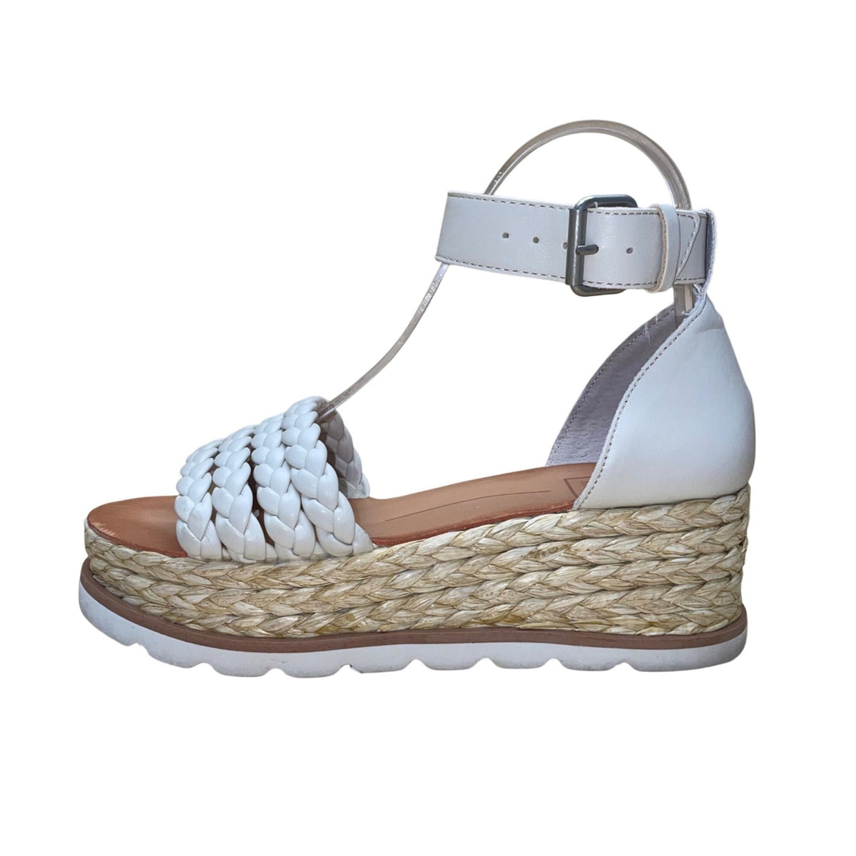D Vita Women’s White Synthetic Woven Braided Platform Lulu Sandals Size 6M