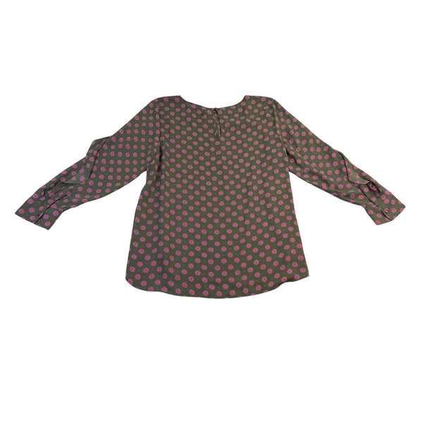 Banana Republic Womens Green & Pink Patterned Long Sleeve Blouse Size XL